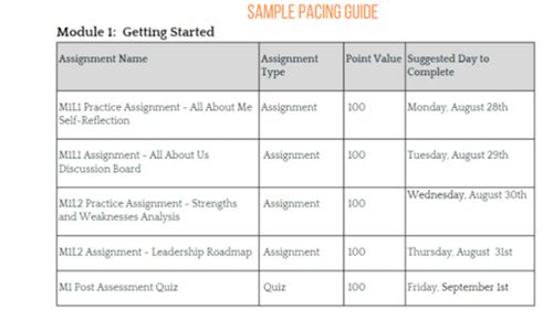 Sample Pacing Guide